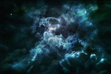 Wall Mural - blue nebula and cosmic dust in starry sky