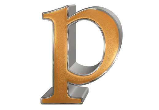 Lowercase letter P, isolated on white, with clipping path, 3D illustration