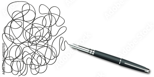 Stylo Plume Ecriture Ecrire Gribouillis Trait Stock Vector Adobe Stock