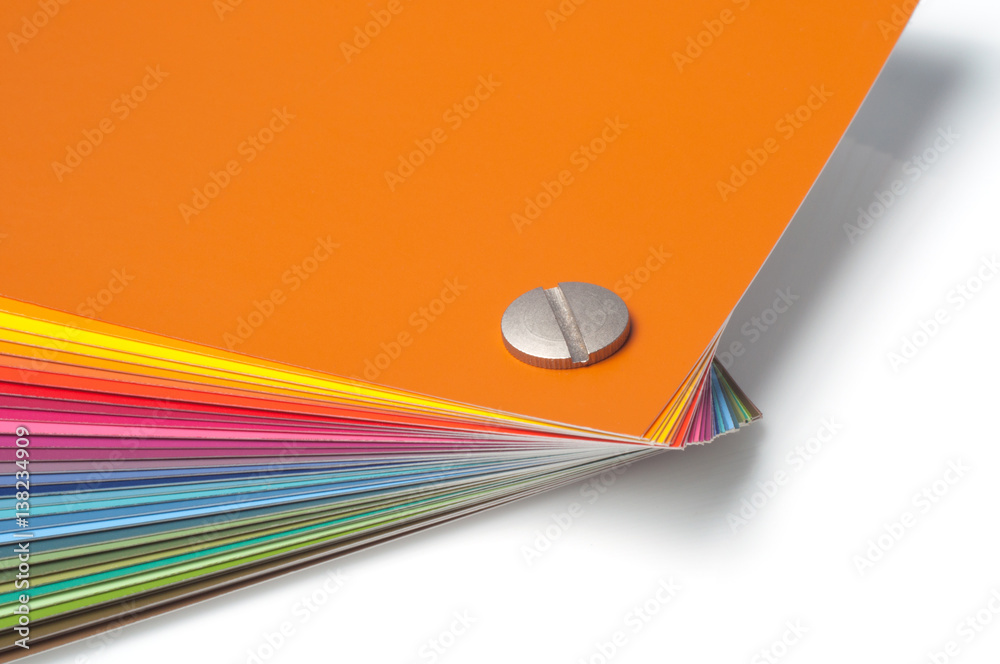 Color palette guide, paint samples colored swatch catalog Stock Photo ...