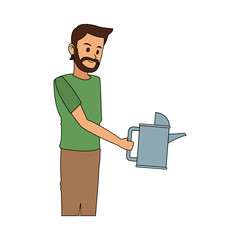 Poster - man with watering can icon image vector illustration design 