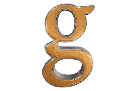 Lowercase letter G, isolated on white, with clipping path, 3D illustration