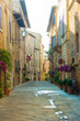 Narrow street in Pienza (Tuscany, Italy)