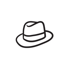 Poster - Fedora hat sketch icon.