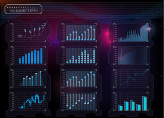 Poster - Abstract background with different elements of the hud. Hud elements,graph.Vector illustration.Head-up display elements for Infographic elements.