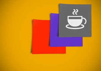 Poster - Post It Notes with Coffee break Icon against a yellow background