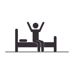 Poster - person silhouette in bed icon vector illustration design