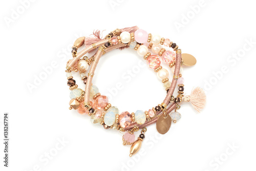 Cuadros en Lienzo Pink bracelet isolated on white background