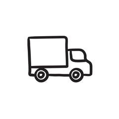 Poster - Delivery van sketch icon.