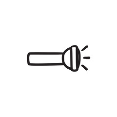 Sticker - Flashlight sketch icon.