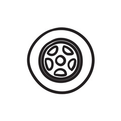 Sticker - Car wheel sketch icon.