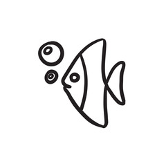 Canvas Print - Fish under water sketch icon.