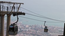 Cable Car With An Aerial View Of The City Of Benalmadena, On The Costa Del Sol, South Of Spain