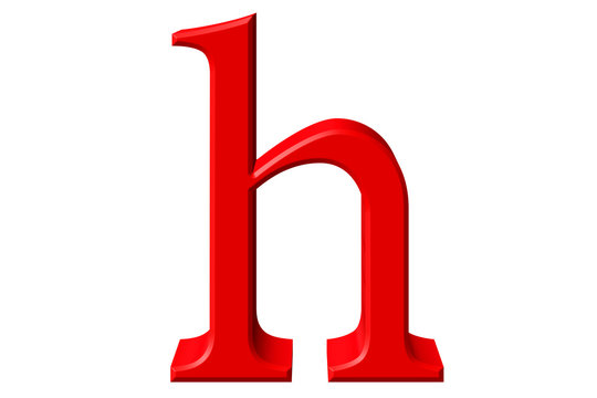 Lowercase letter H, isolated on white, with clipping path, 3D illustration
