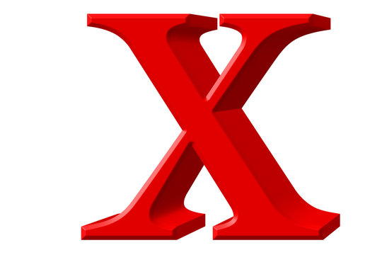 Lowercase letter X, isolated on white, with clipping path, 3D illustration