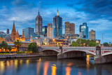 Fototapeta  - City of Melbourne. Cityscape image of Melbourne, Australia during twilight blue hour.