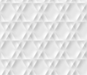 Poster - Seamless pattern with hexagonal cells made from shadows and lights in origami style. White repeating background.