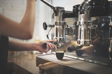 Wall Mural - Coffee Machine Portafilter Steam Barista Shop Concept