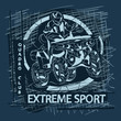 Print for T-shirt, extreme sports, riding a quad bike.
