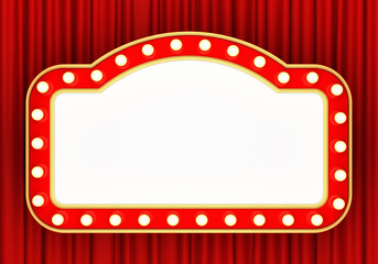 Wall Mural - Retro banner with glowing lights. 3D rendering