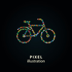 Poster - Bicycle - pixel illustration.