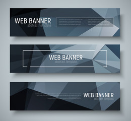 Aufkleber - Set of horizontal banners with abstract black polygonal texture