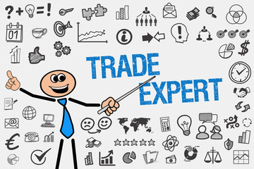 Wall Mural - Trade Expert / Mann mit Symbole