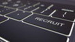 Modern black computer keyboard and luminous recruit key. 3D rendering