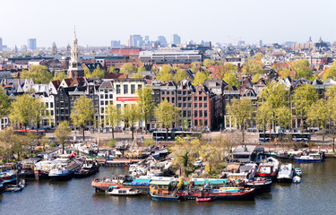 Canvas Print - Amsterdam, Netherlands. Beautiful typical city architecture