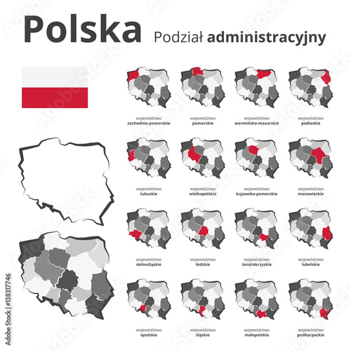 Nowoczesny obraz na płótnie Województwa Polski z mapą