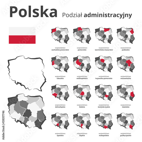 Naklejka na meble Województwa Polski z mapą