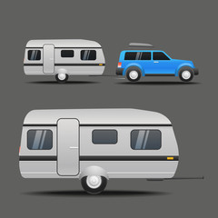 Poster - Modern car with the trailer. Vector illustration