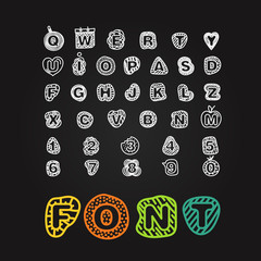Poster - Cartoon style alphabet vector clip-art. Comic type on black background