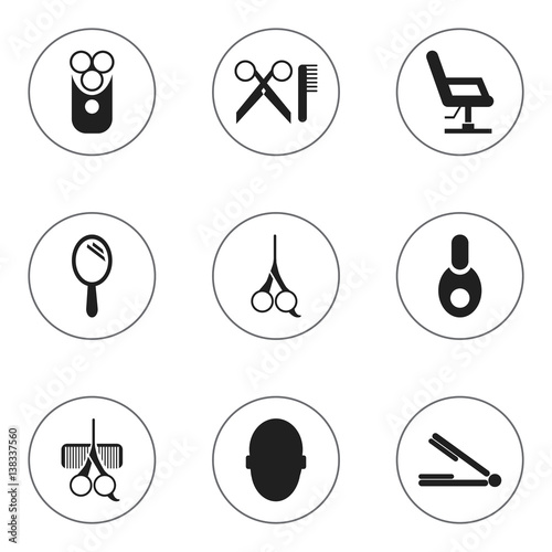 Set Of 9 Editable Hairstylist Icons Includes Symbols Such As