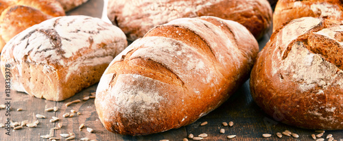 Cuadros en Lienzo Composition with variety of baking products on wooden table