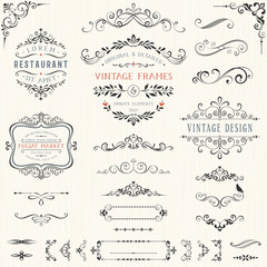 Wall Mural - ornate vintage design elements with calligraphy swirls, swashes, ornate motifs and scrolls. frames a