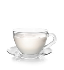 Canvas Print - Cup of milk on white background