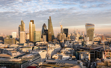 Fototapete - Sonnenuntergang über der City von London, Großbritannien
