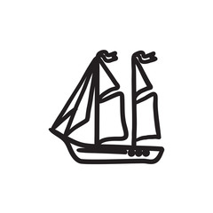 Canvas Print - Sailboat sketch icon.