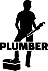 Poster - Plumber silhouette with word