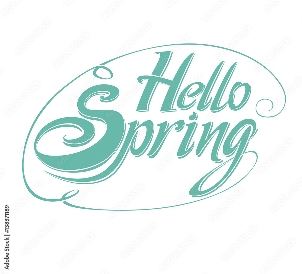 Hello Spring. Title design. Vector lettering template. Stock Vector ...