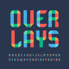 Poster - Color font. Vector alphabet with overlay effect letters and numbers.