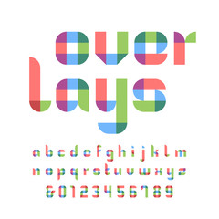 Poster - Color font. Vector alphabet with overlay effect letters and numbers.