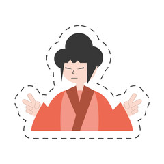 Poster - portrait character japanese woman attire costume vector illustration eps 10