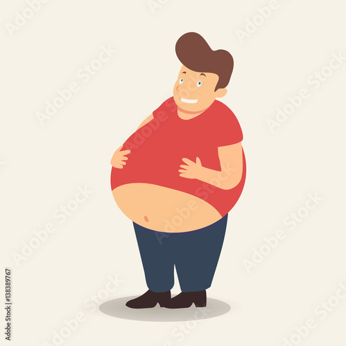 Happy Fat Man Funny Cartoon Character Fat Guy Illustration