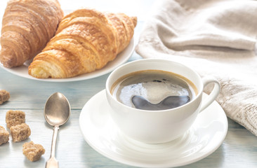 Sticker - Croissants with cup of coffee