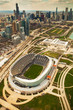Aerial view of Soldier Field Stadium and Chicago, Illinois