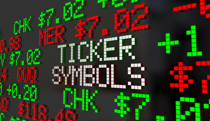 Ticker Symbols Companies Prices Stock Market Listings 3d Illustration