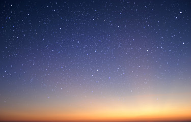 starry in the night sky with sunrise