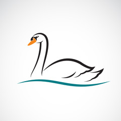 Wall Mural - Vector of swan on white background. Wild Animals.